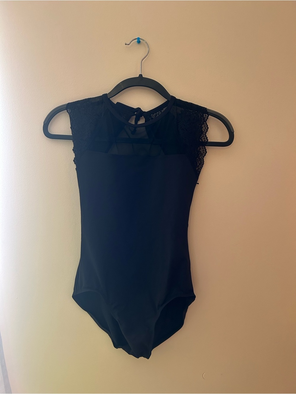 Suffolk Black Lace-Trim Dance Leotard
